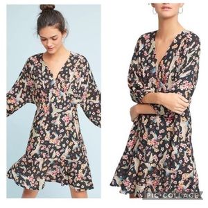 Farm Rio Avia V-Neck long sleeves mini Dress size S sold at Anthropology
